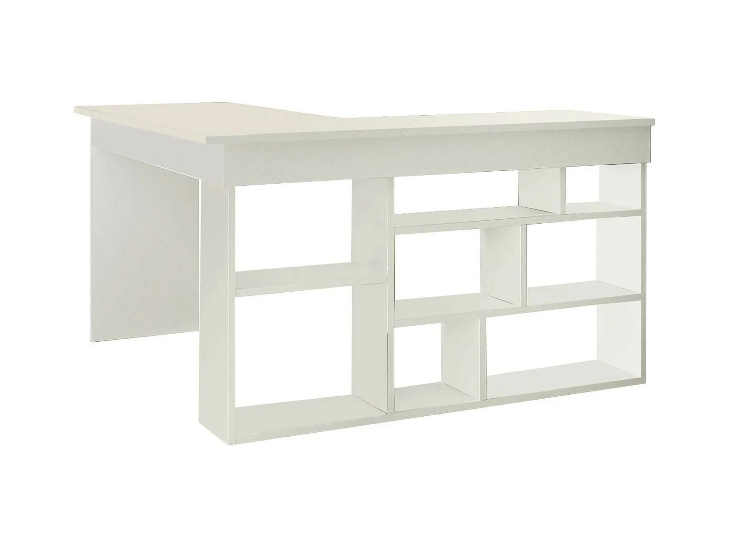 Bureau Angete, Pupitre polyvalent, Table de bureau pour PC, Plan de travail, 129x120h72 cm, Blanc