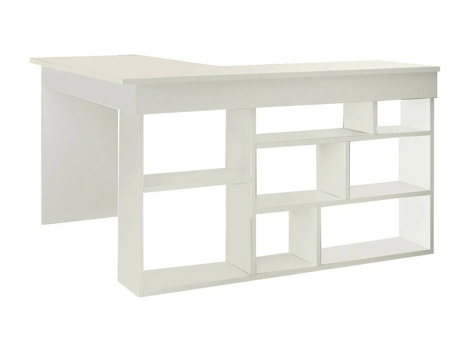 Escritorio Dfavasul, Escritorio multiusos, Mesa de oficina para PC, El plan de trabajo, 129x120h72 cm, Blanco