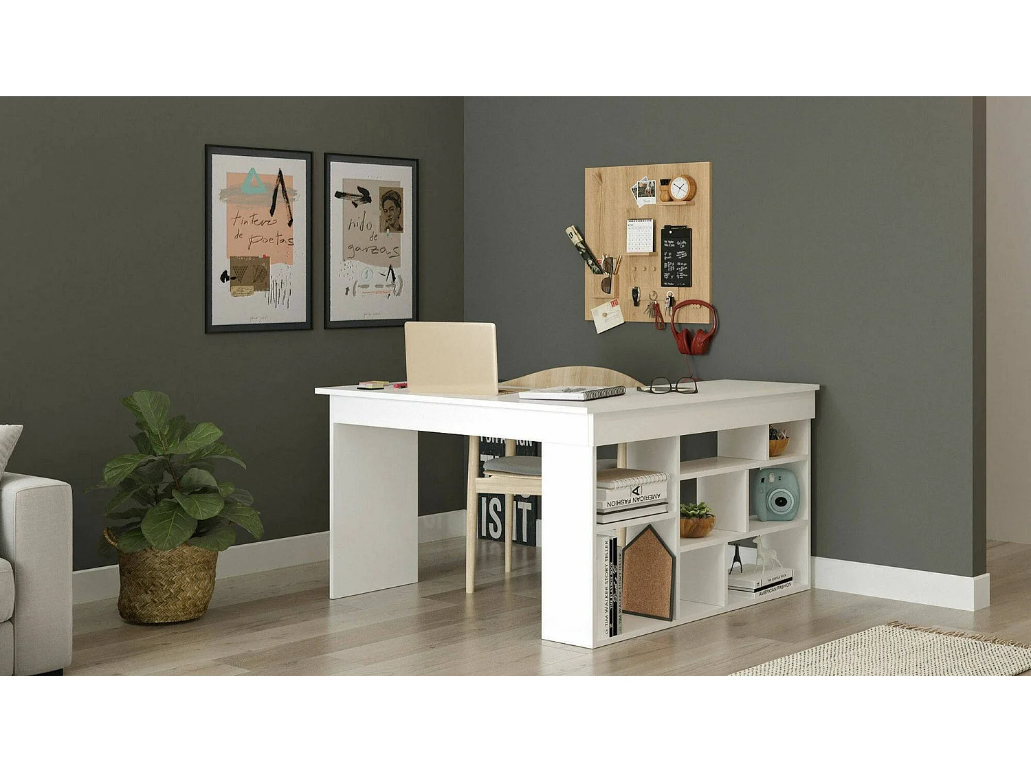 Scrivania Altin, Angolare, 120x129x72h cm Bianco