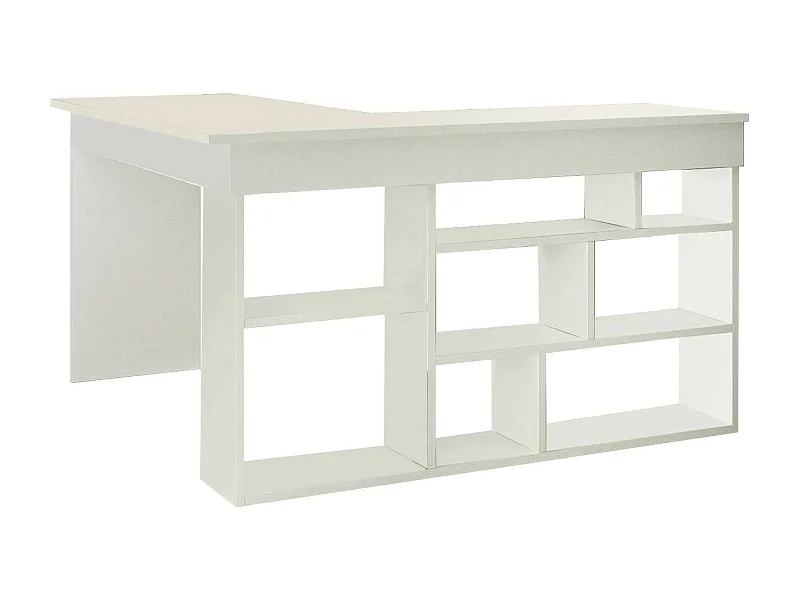 Escritorio Dfavasul, Escritorio multiusos, Mesa de oficina para PC, El plan de trabajo, 129x120h72 cm, Blanco