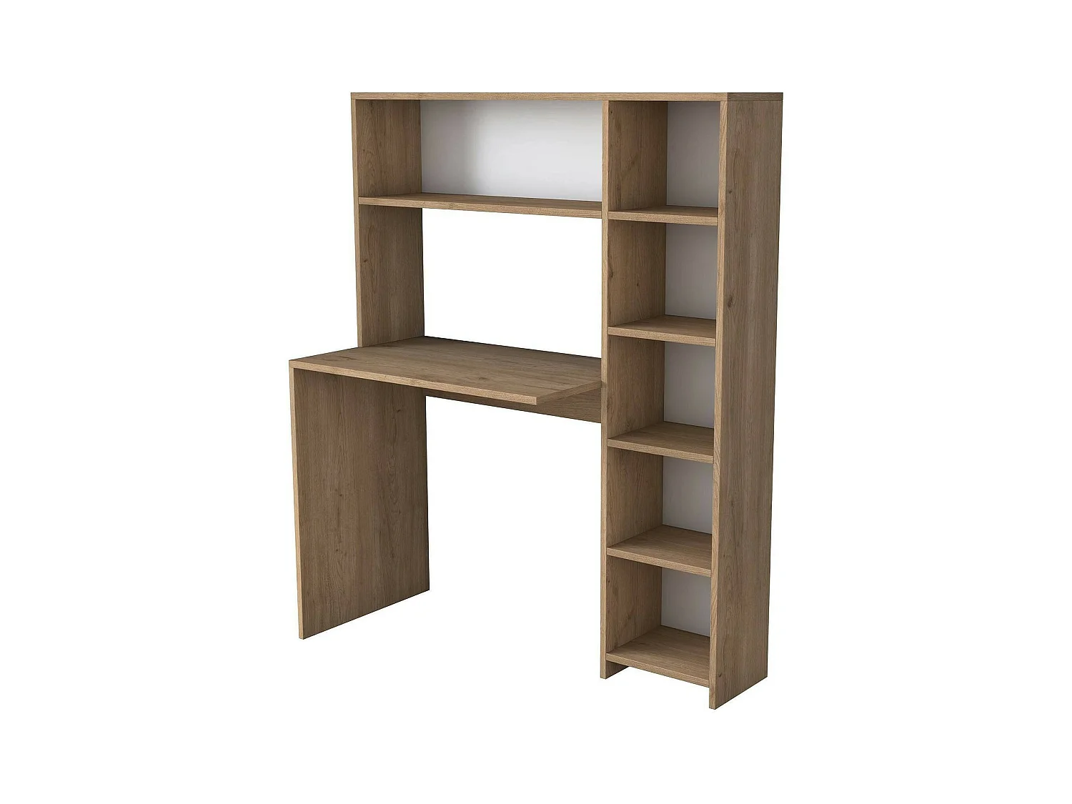 Schreibtisch Dghin, Mehrzweckschreibtisch, Bürotisch für PC, Eckschreibtisch, 113x40h142 cm, Eiche