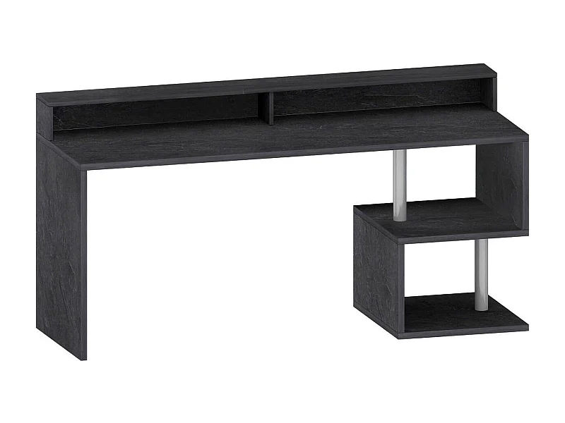 Escritorio Dcalebokol, Escritorio lineal con estantes y luces LED de almacenamiento, Escritorio de oficina multiusos con tablero, 180x60h93 cm, Pizarra