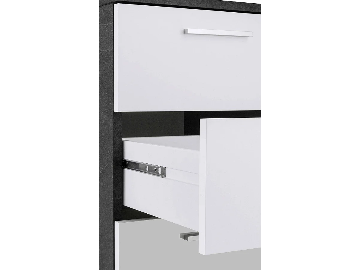 Bureau Svevo, Bureau avec plateau, Bureau polyvalent, Bureau gain de place multi-positions, 160x60h90 cm, Blanc et Ardoise
