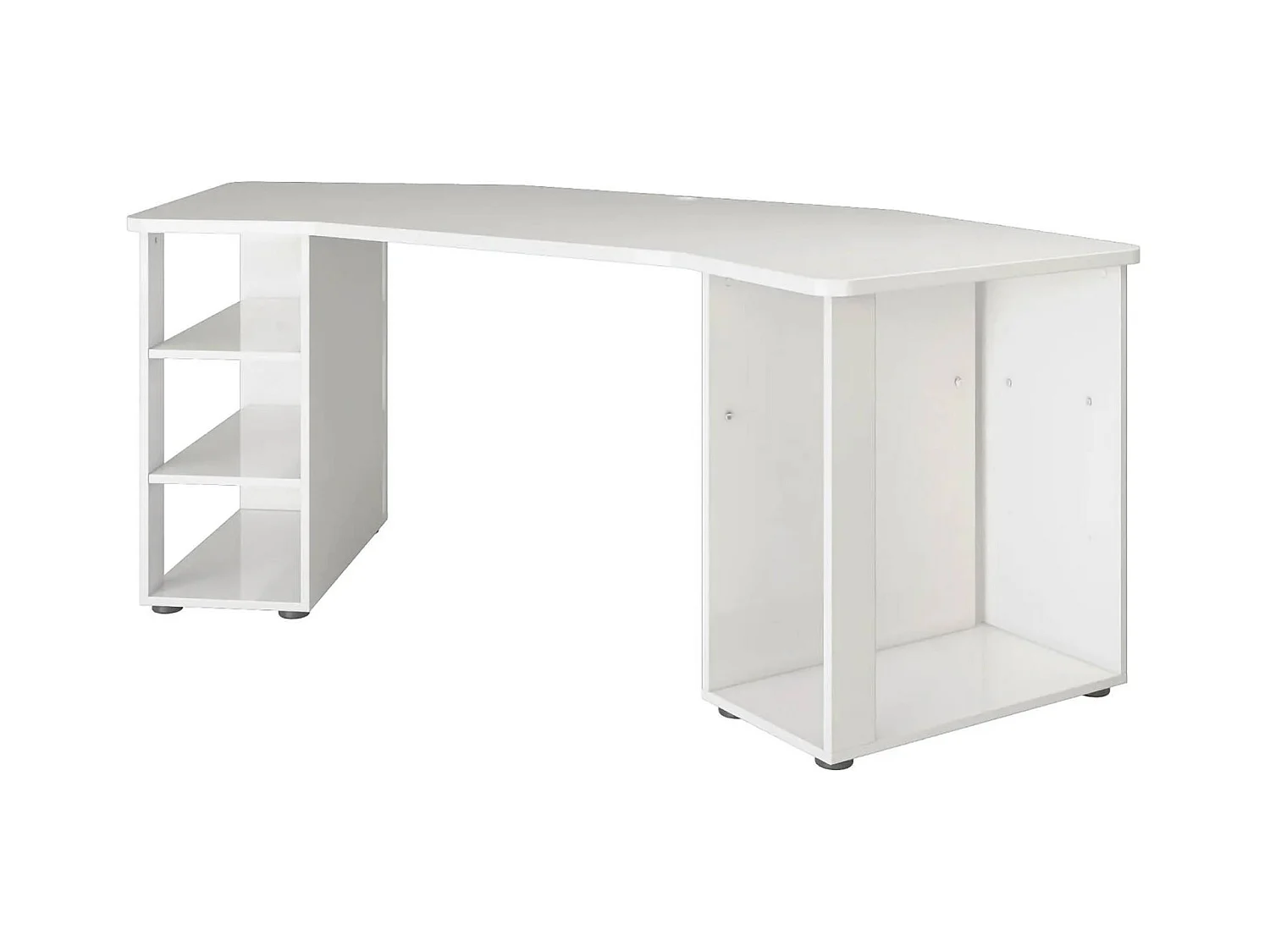 Bureau Bangui, Pupitre polyvalent, Table de bureau pour PC, Plan de travail, Made in Italy, 205x91h76 cm, Blanc brillant
