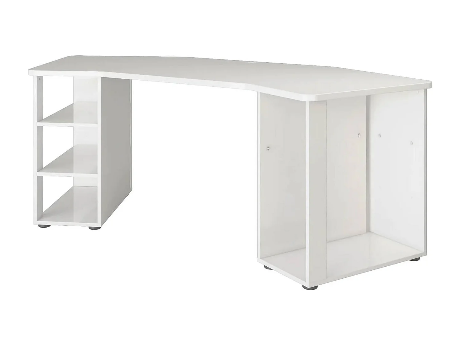 Bureau Bangui, Pupitre polyvalent, Table de bureau pour PC, Plan de travail, Made in Italy, 205x91h76 cm, Blanc brillant