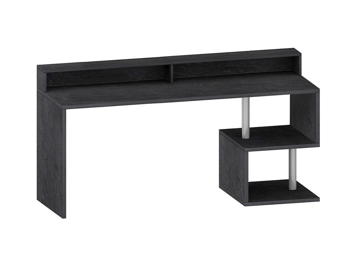 Dcheddir Bureau, Lineair Bureau met Opbergplanken, Multifunctioneel Bureau met Sopralzo, 180x92,5h60 cm, Leisteen
