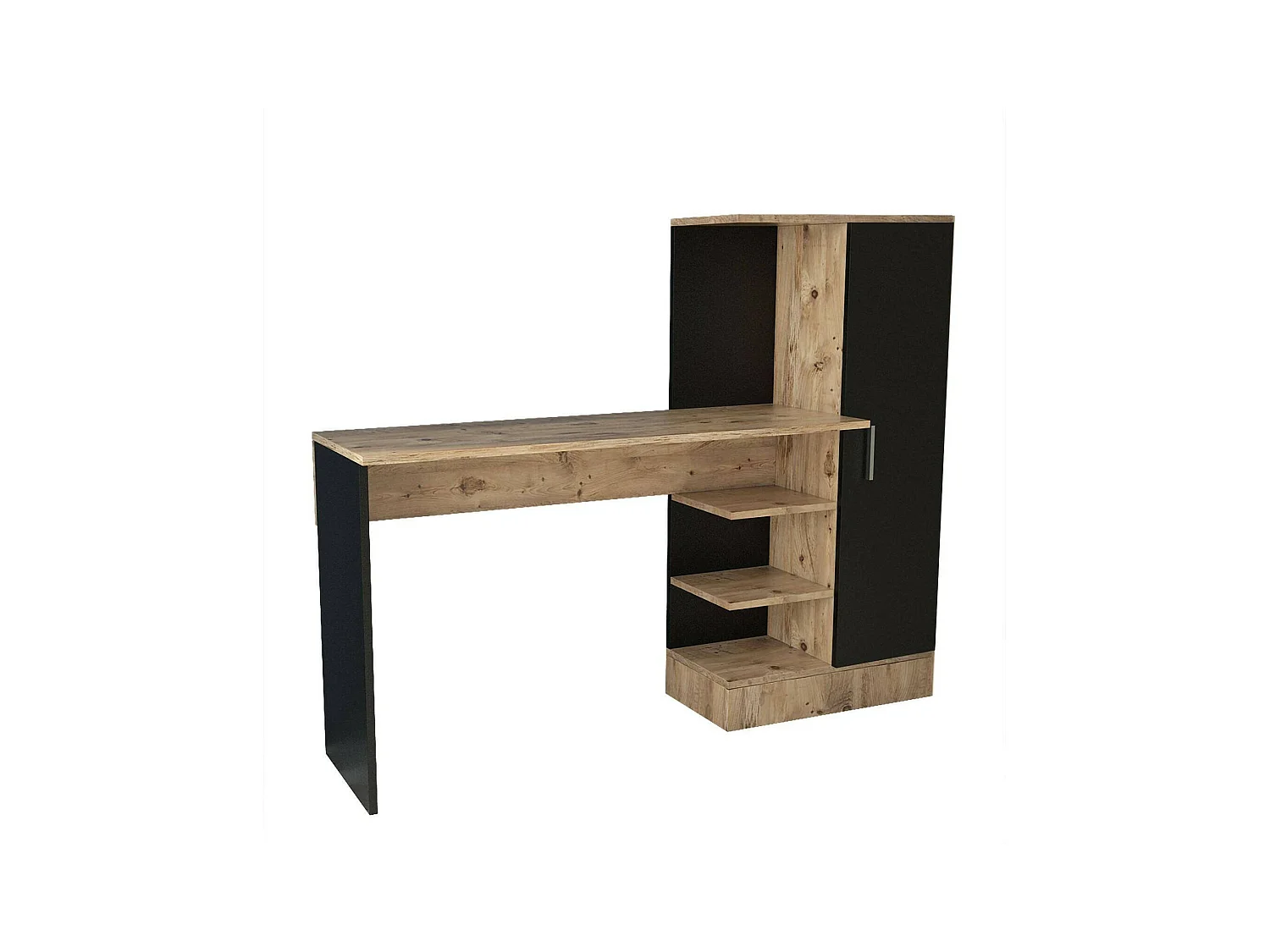 Bureau Ancha, Pupitre polyvalent, Table de bureau pour PC, Plan de travail, 152x40h120 cm, Chêne et Noir