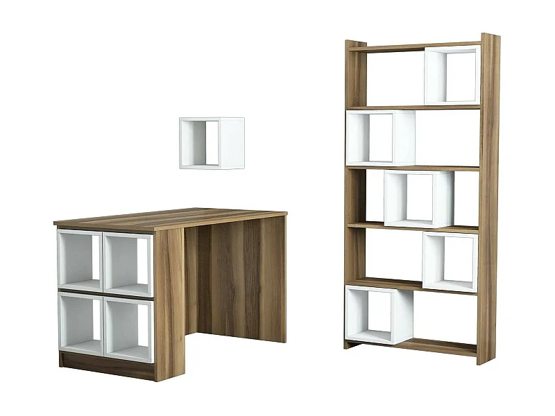 Dgonzale-werk Bureau, Multifunctioneel Bureau, PC-kantoortafel, Aanrecht, 120x65h75 cm, Walnoot en Wit