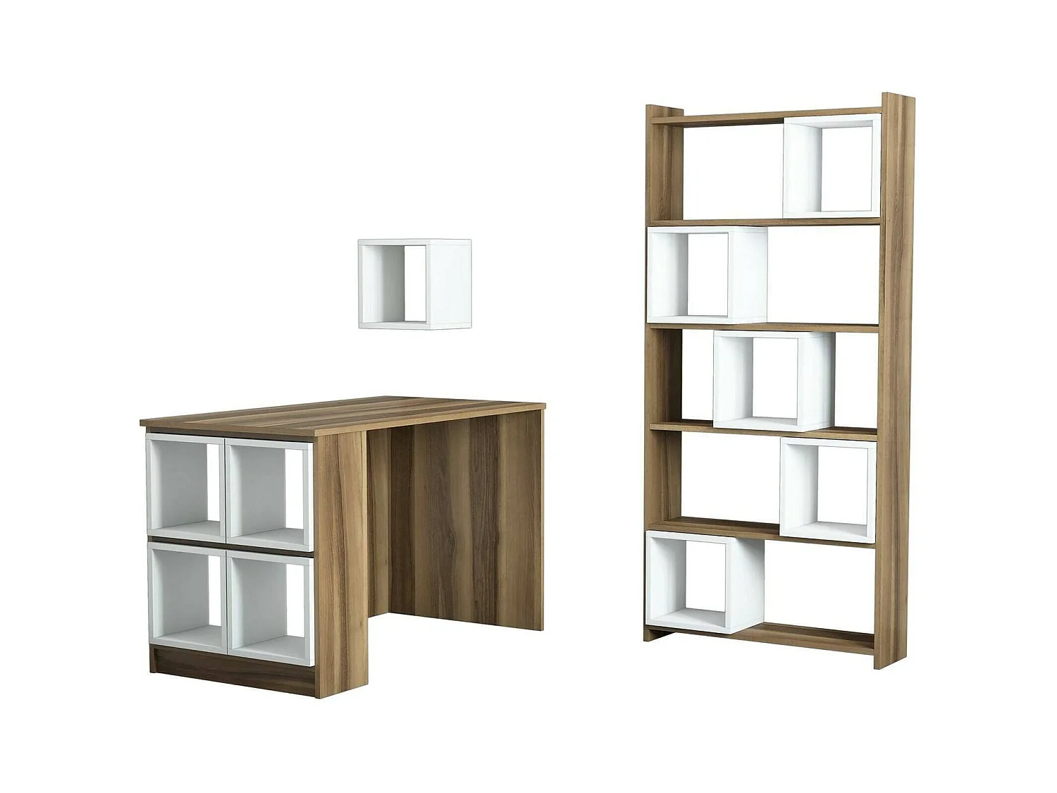Bureau Cast, Pupitre polyvalent, Table de bureau pour PC, Plan de travail, 120x65h75 cm, Noyer et Blanc