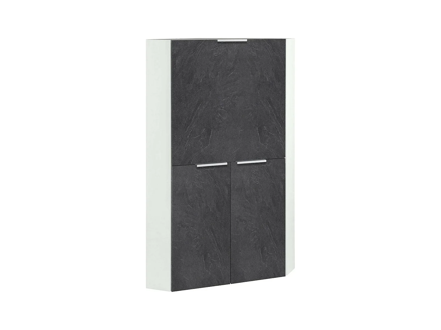 Dcallejo Bureau, Hoekkast met planken en werkblad, Multifunctionele Bureautafel, Ruimtebesparend Bureau, 100% Made in Italy, 70x57h140 cm, Wit en Leisteen