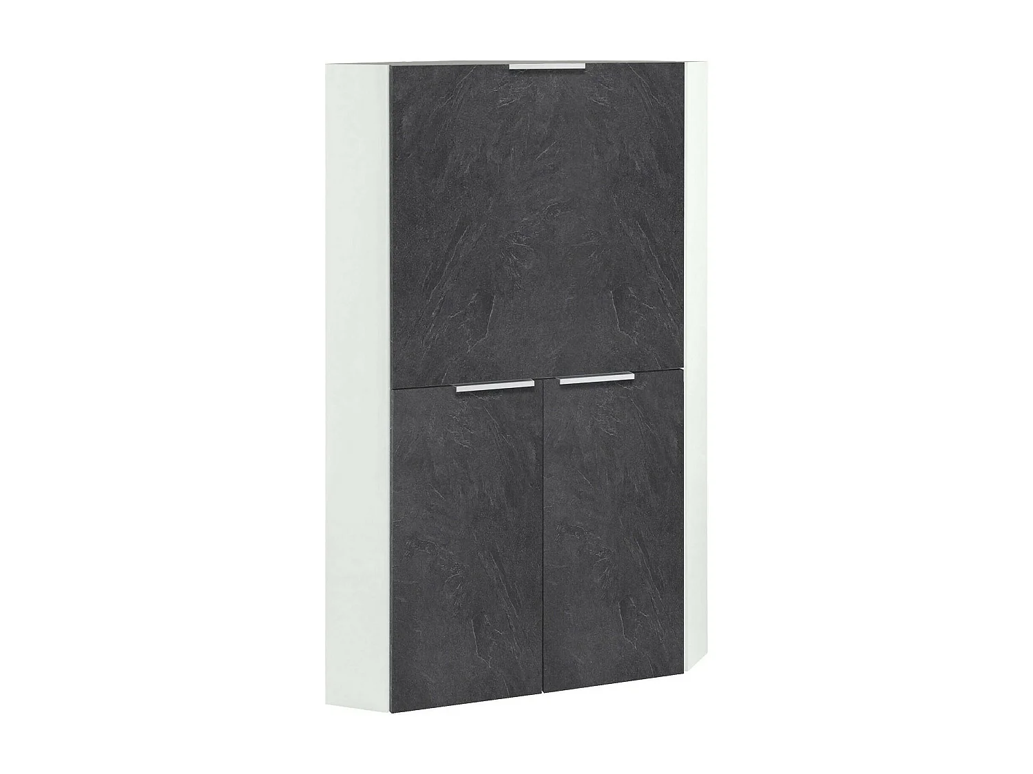 Mea Dcallejo, Armário de canto com prateleira e bancada, Mea multiuo para ecritório, Mea que economiza epaço, 100% Made in Italy, cm 70x57h140, Branco e Ardóia