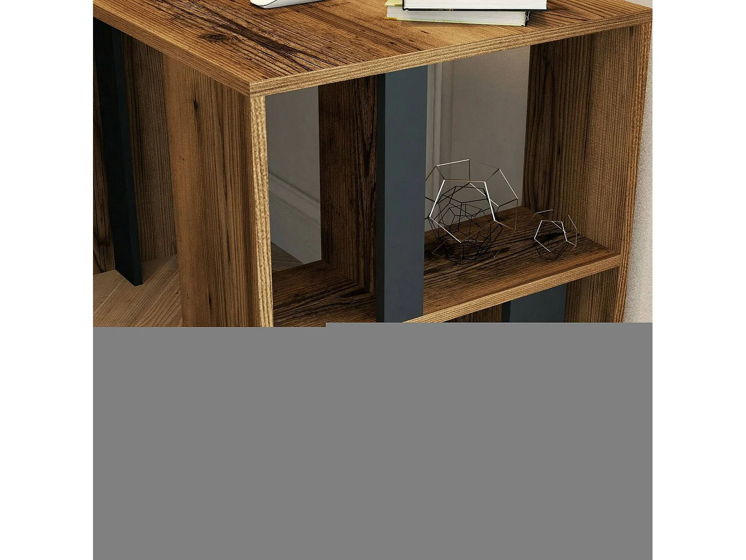 Bureau Schedar, Pupitre polyvalent, Table de bureau pour PC, Plan de travail, 120x60h75 cm, Noyer et Anthracite