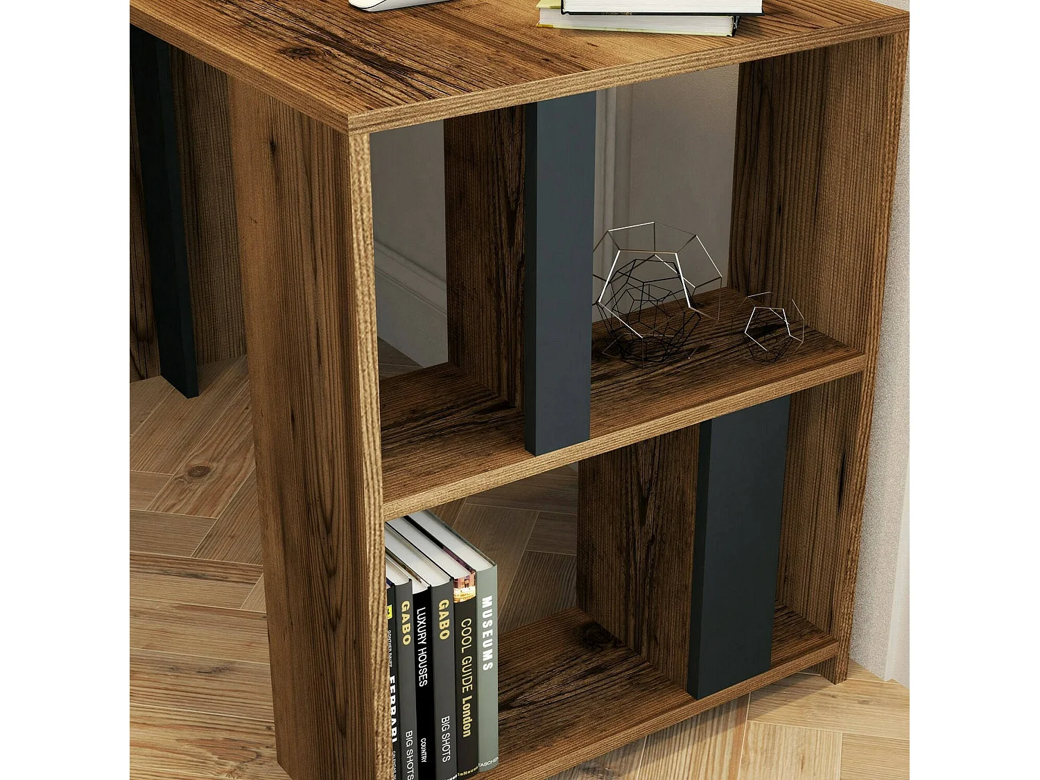 Bureau Schedar, Pupitre polyvalent, Table de bureau pour PC, Plan de travail, 120x60h75 cm, Noyer et Anthracite