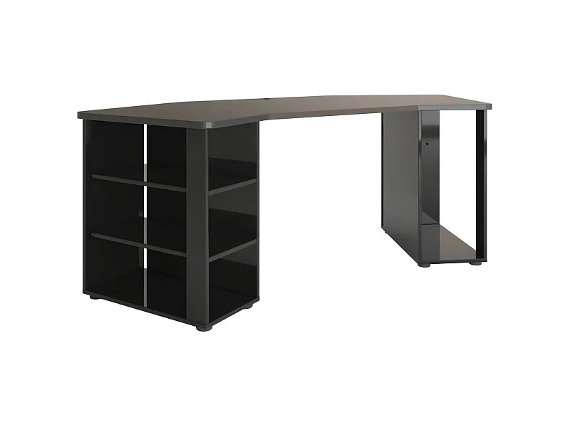 Dbaldizzon Bureau, ScrittOio Multifunctioneel, PC Kantoortafel, Werkblad, Made in Italy, 205x91h76 cm, Glanzend Zwart