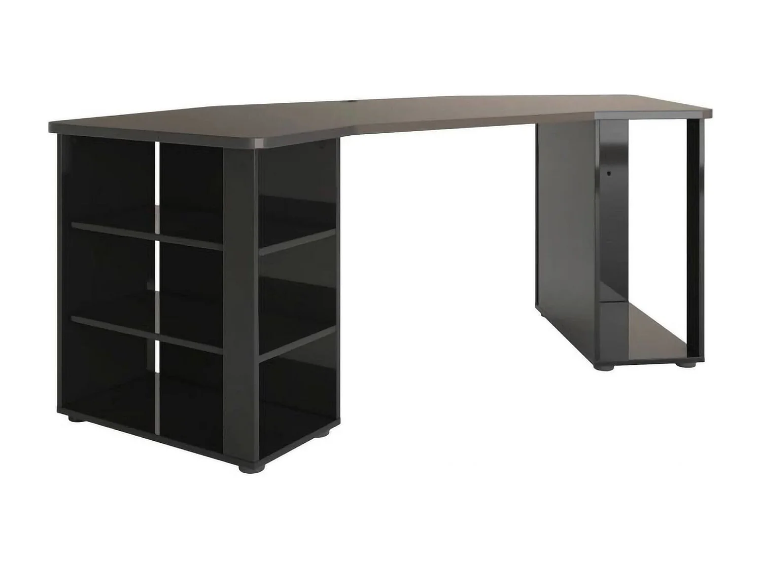 Dbaldizzon Bureau, ScrittOio Multifunctioneel, PC Kantoortafel, Werkblad, Made in Italy, 205x91h76 cm, Glanzend Zwart