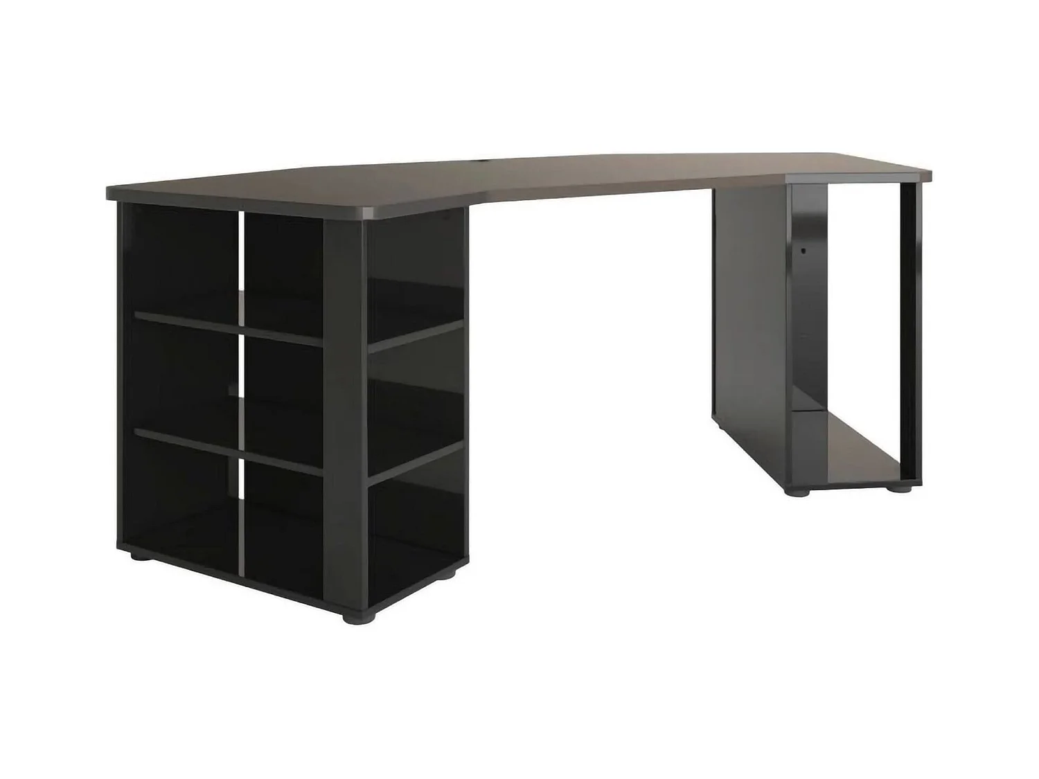 Bureau Bangui, Pupitre polyvalent, Table de bureau pour PC, Plan de travail, Made in Italy, 205x91h76 cm, Noir brillant