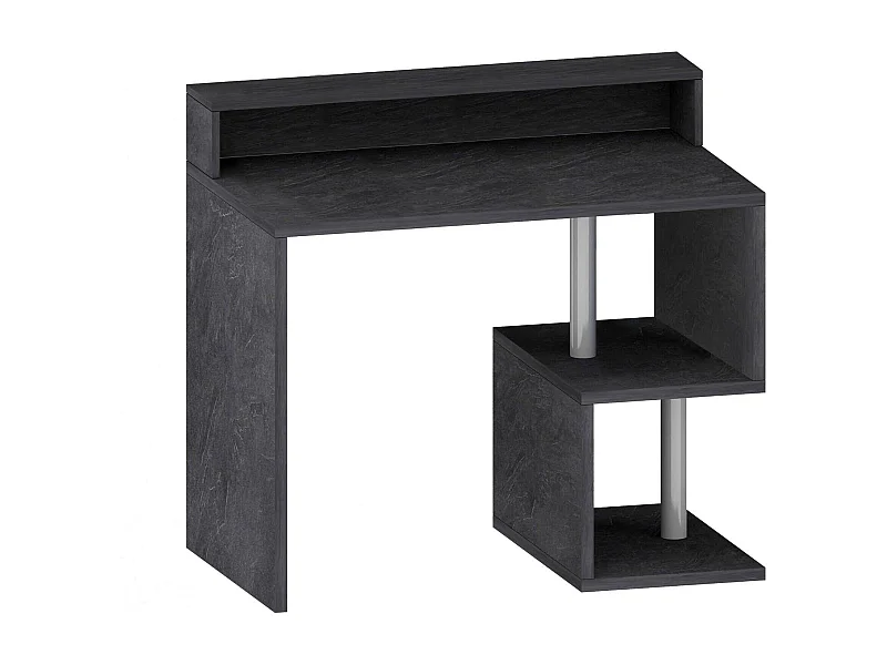 Dcalafior Bureau, Lineair Bureau met Opbergplanken en LED Verlichting, Multifunctioneel Bureau met Ouverture, 100x50h93 cm, Leisteen