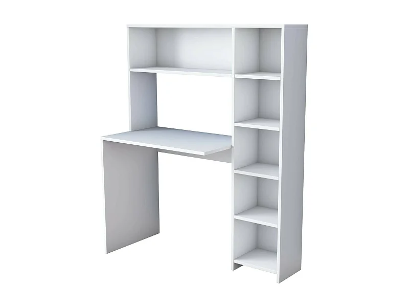 Bureau Callidora, Pupitre polyvalent, Table de bureau pour PC, Plan de travail, 113x40h142 cm, Blanc