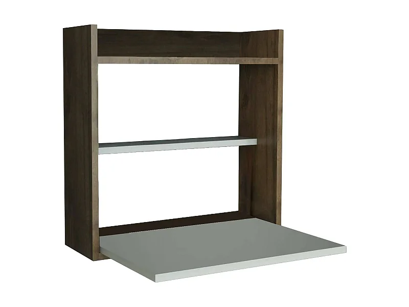 Bureau Pola, Pupitre polyvalent, Table de bureau pour PC, Plan de travail, 60x20h60 cm, Blanc et Noyer