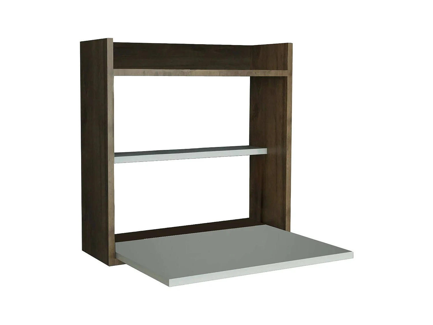 Bureau Pola, Pupitre polyvalent, Table de bureau pour PC, Plan de travail, 60x20h60 cm, Blanc et Noyer