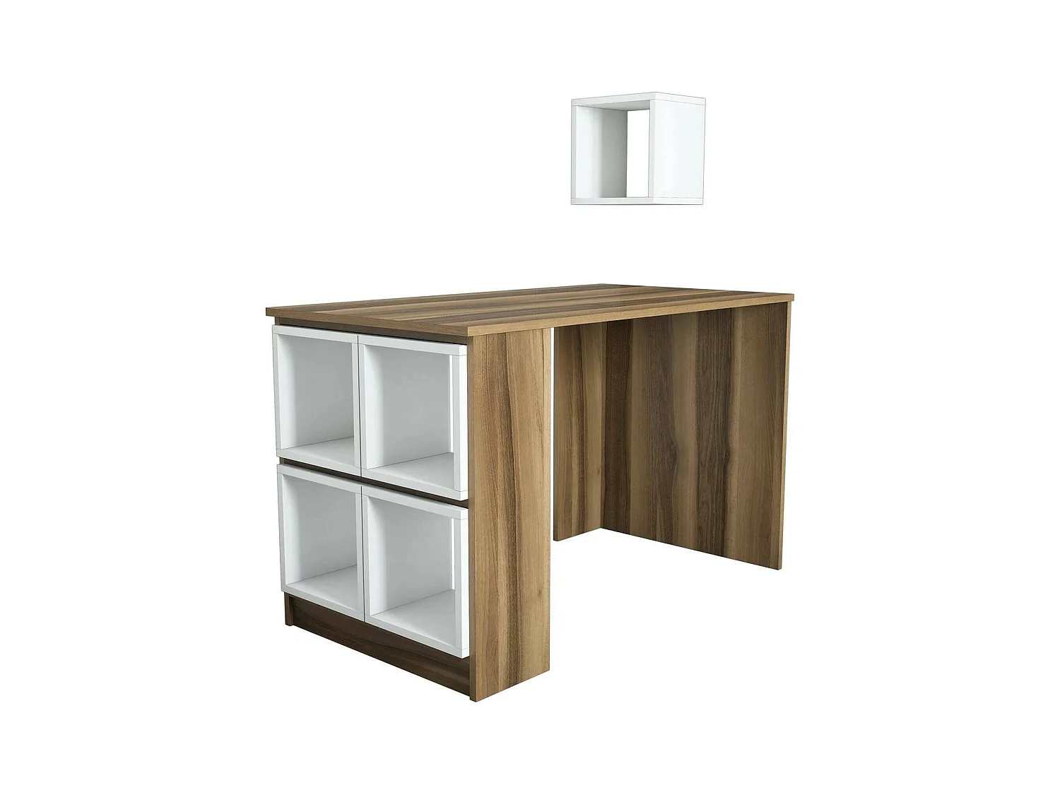 Bureau Syrma, Pupitre polyvalent, Table de bureau pour PC, Plan de travail, 120x65h75 cm, Noyer et Blanc