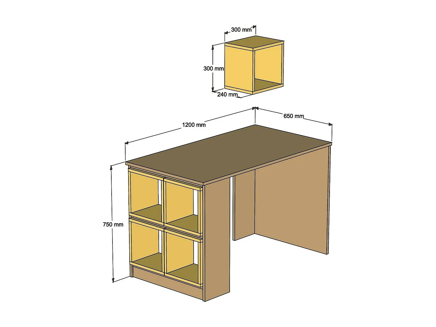 Bureau Syrma, Pupitre polyvalent, Table de bureau pour PC, Plan de travail, 120x65h75 cm, Noyer et Blanc