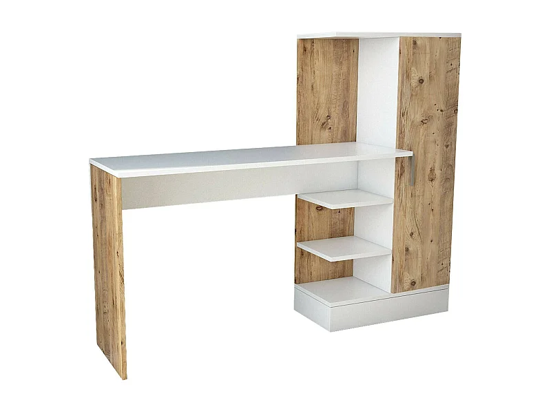 Mesa Dfasolat, Mesa multiuso, Mesa de escritório com suporte para PC, Bancada, 152x40h120 cm, Carvalho e Branco