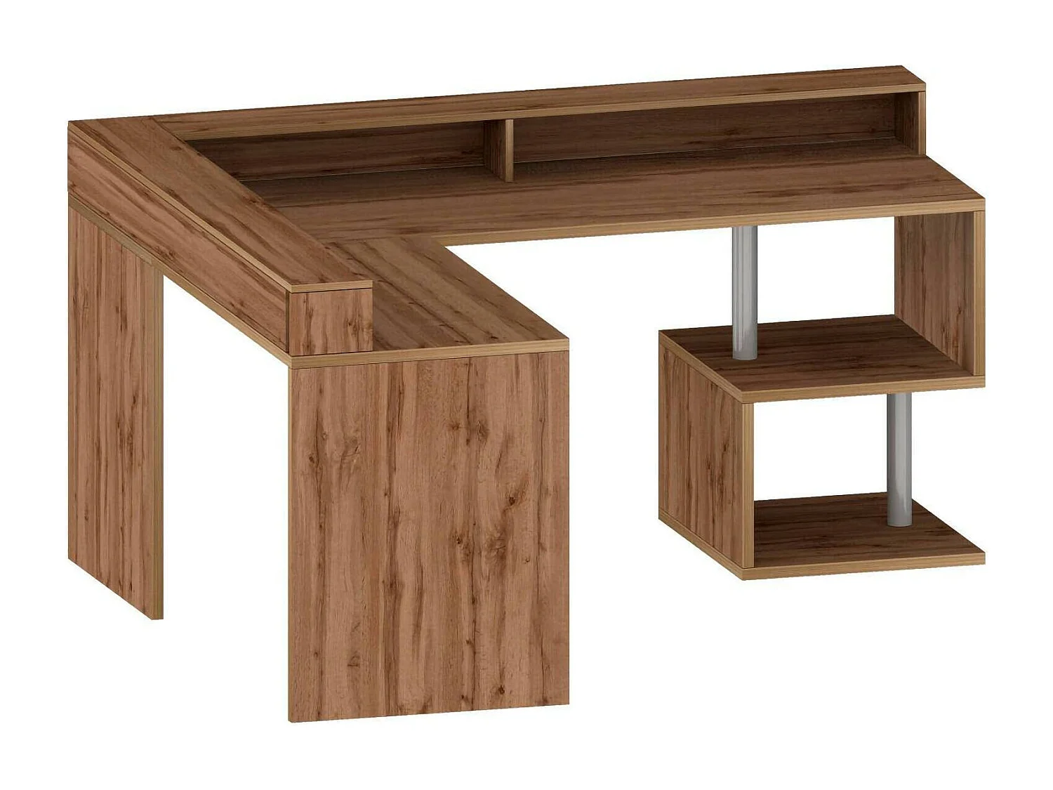 Dcharpentie Bureau, Hoek Bureau met KlapbordNi opbergruimte, Multifunctioneel bureau met overzicht, 180x60h93 cm, Eiken