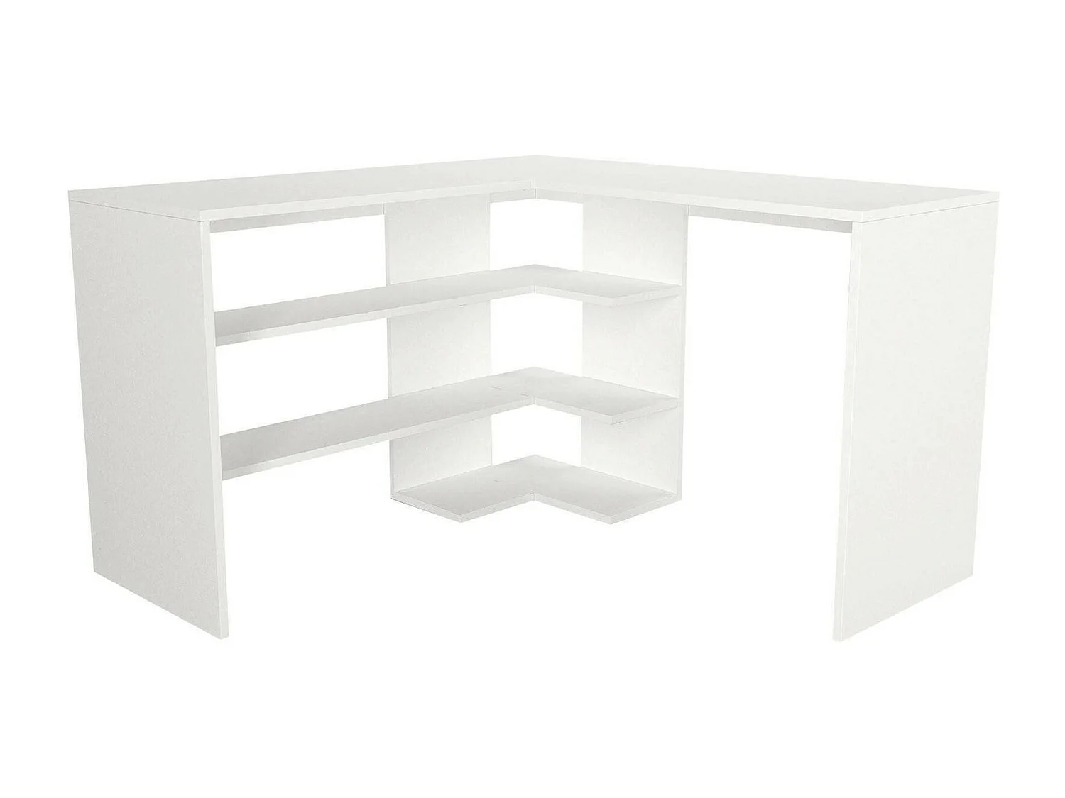 Dmora - Scrivania Emiliana, 120x120h74 cm, Bianco