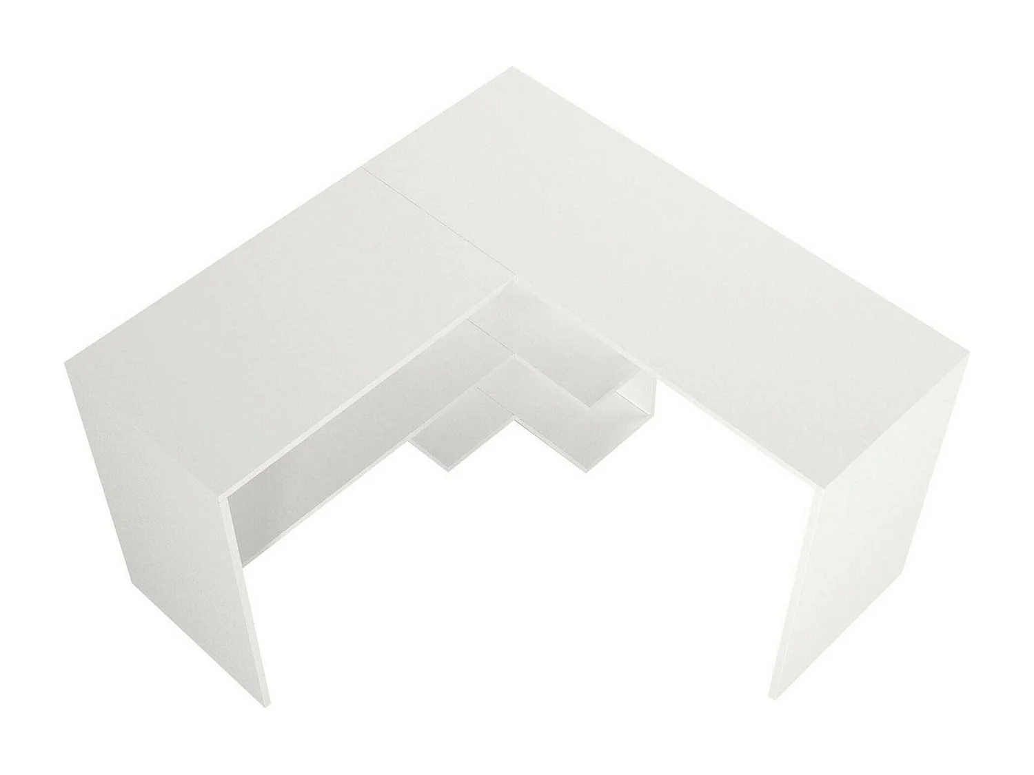 Dmora - Scrivania Emiliana, 120x120h74 cm, Bianco