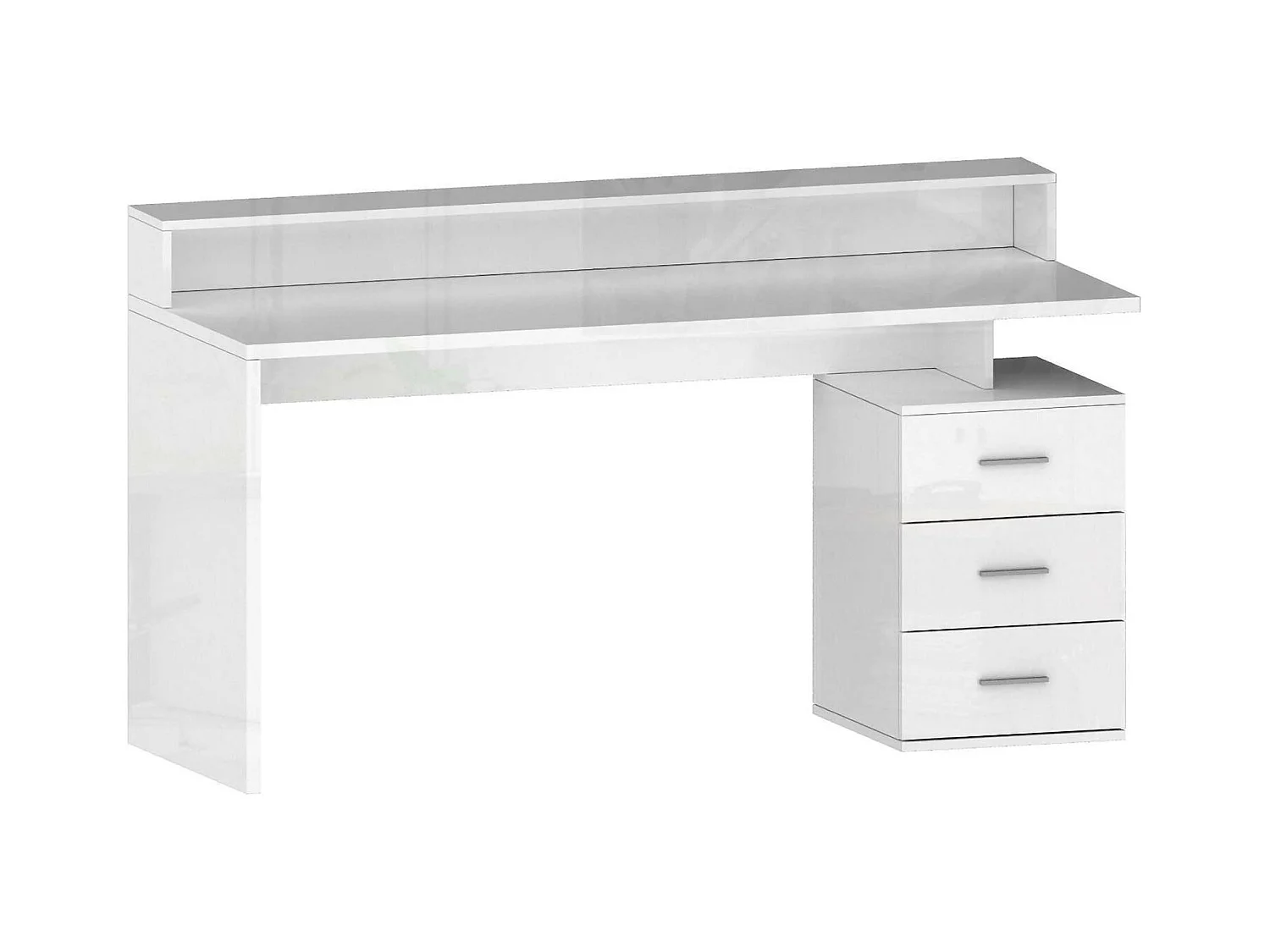 Bureau Svevo, Bureau avec plateau, Bureau polyvalent, Bureau gain de place multi-positions, 160x60h90 cm, Blanc