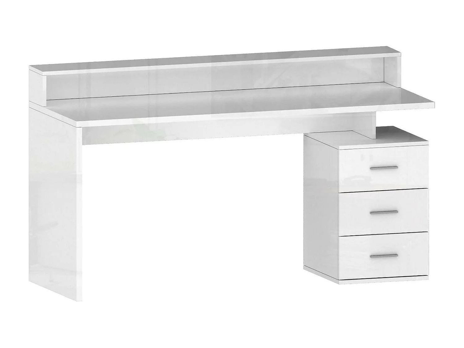 Bureau Svevo, Bureau avec plateau, Bureau polyvalent, Bureau gain de place multi-positions, 160x60h90 cm, Blanc