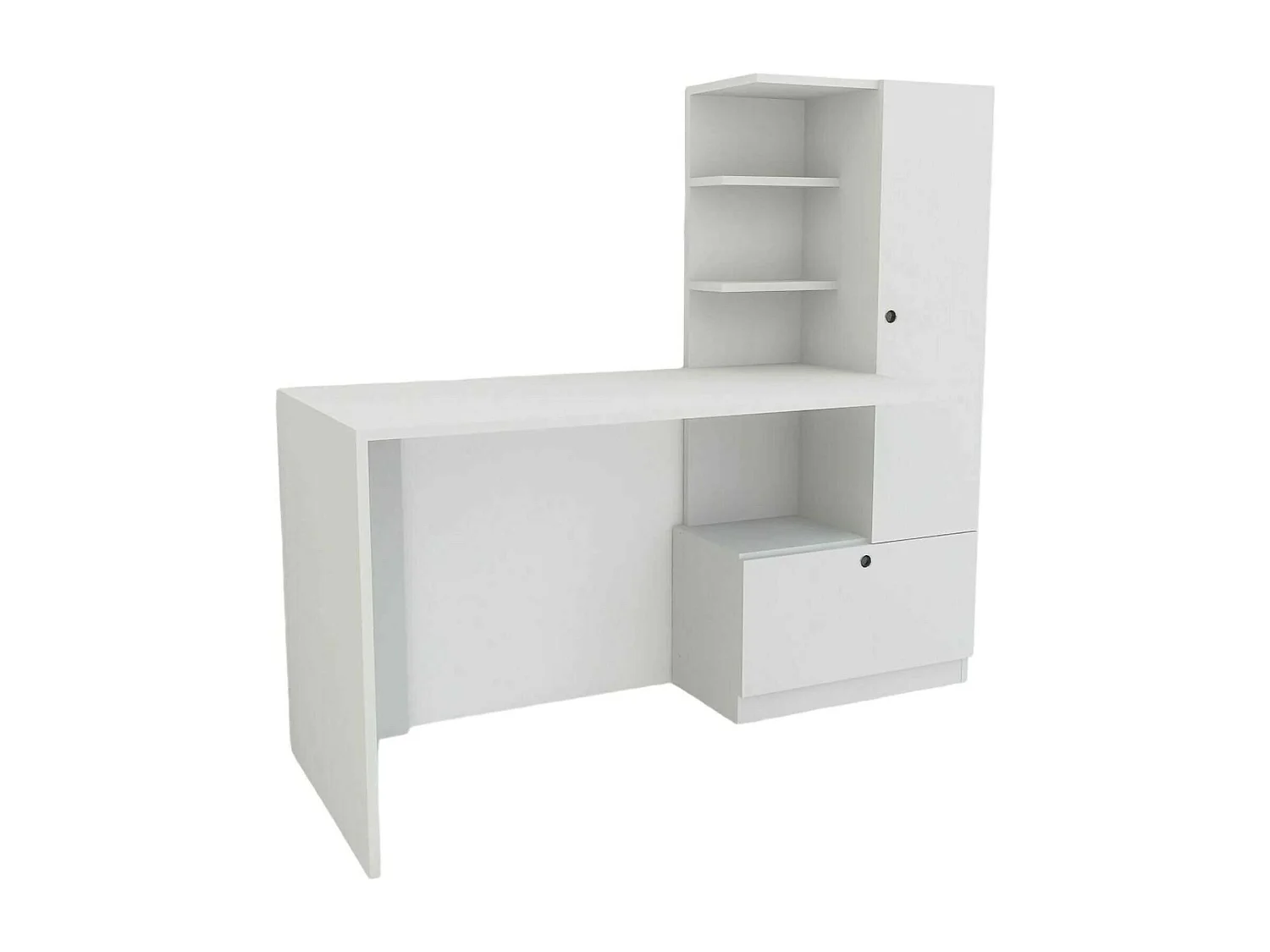 Secretária Dniccola, ScritToio multiuso, mesa de escritório com suporte para PC, bancada, 120x62h74 cm, Branco