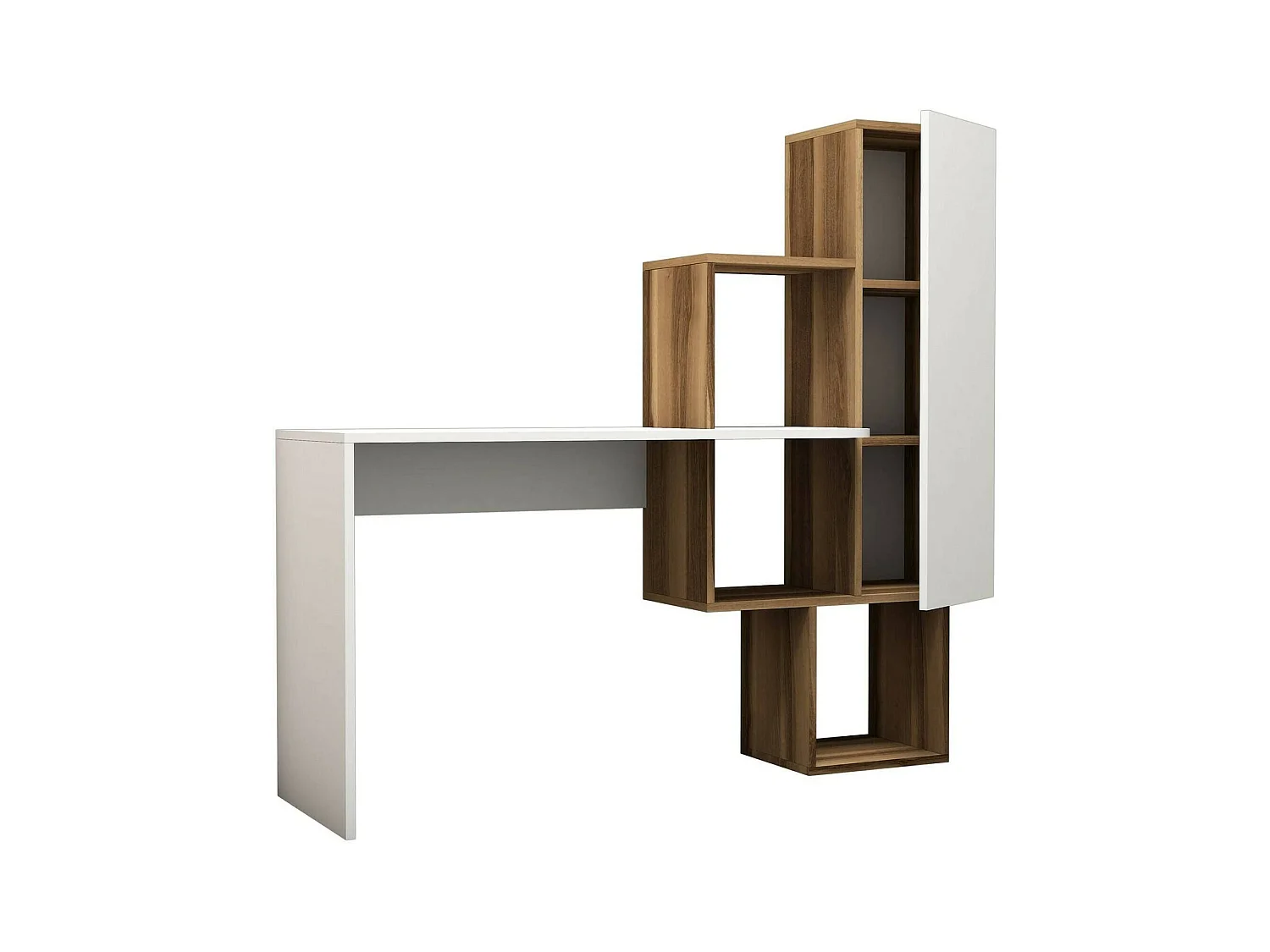 Bureau Giedi, Pupitre polyvalent, Table de bureau pour PC, Plan de travail, 145x45h75 cm, Noyer et Blanc