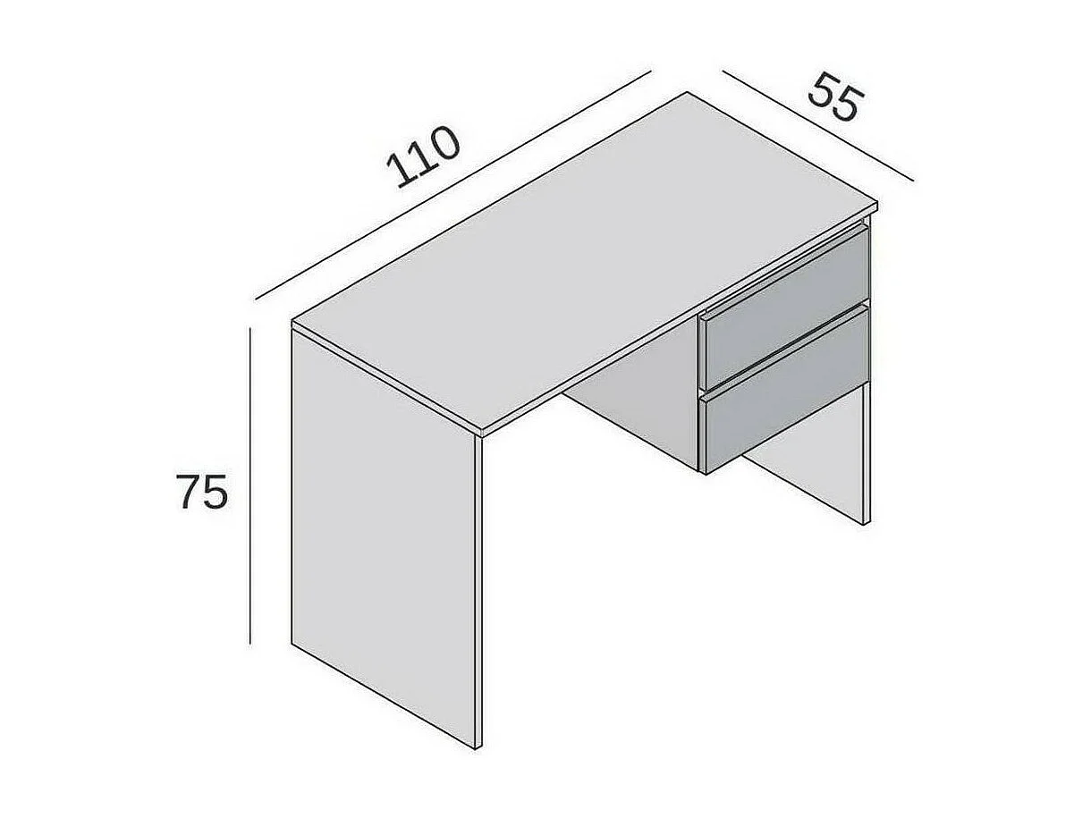 Mesa Dbarbier, Mesa linear com 2 gavetas, Mesa de estudo multiuso e que economiza espaço, 100% Made in Italy, 110x53h76 cm, Branco