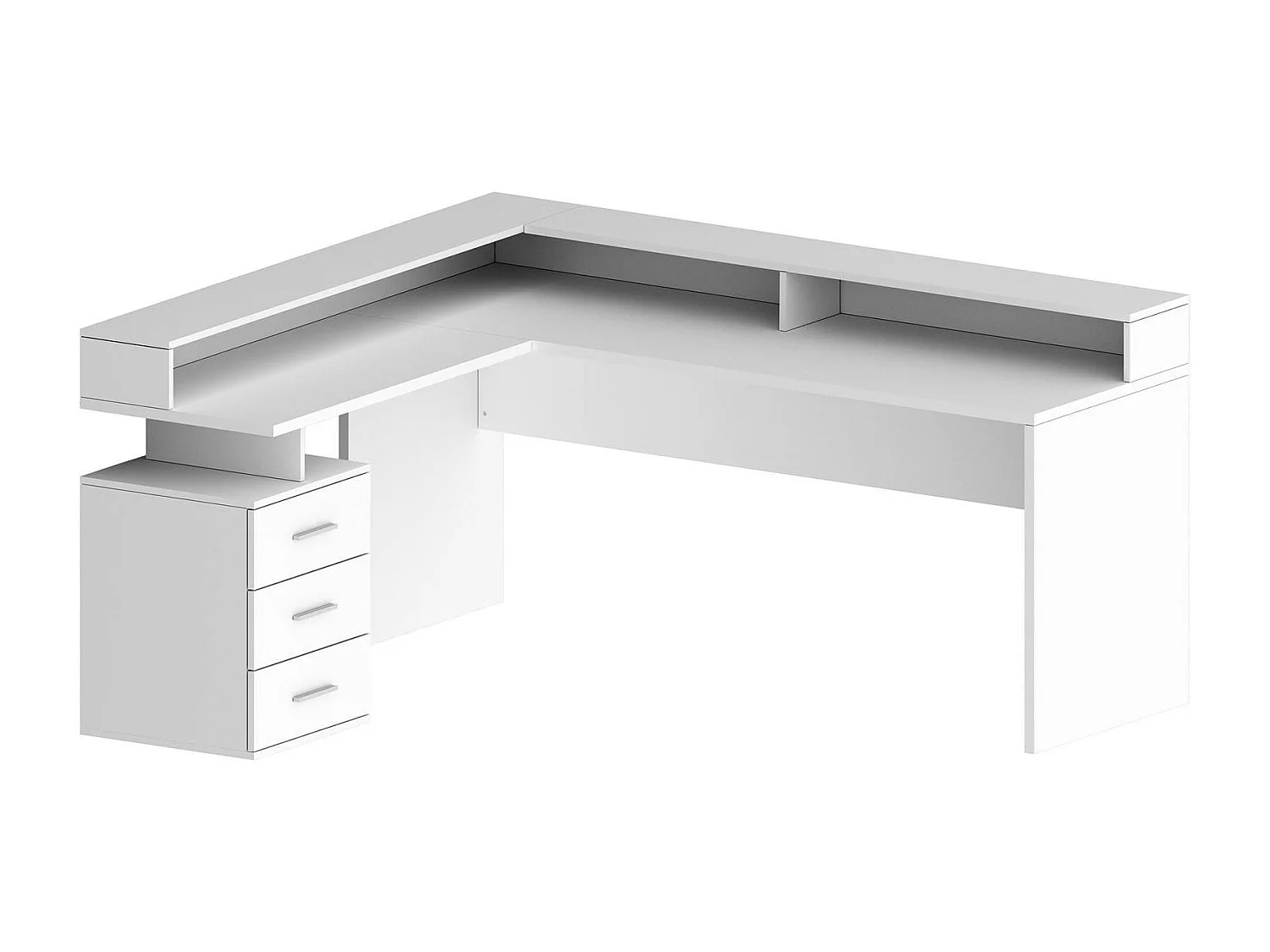 Bureau Salomone, Bureau d'angle avec plateau, Bureau polyvalent, 180x90h160 cm, Blanc