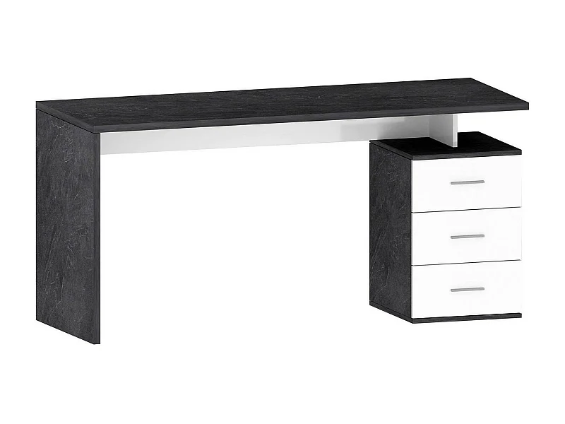 Schreibtisch Dchiellin, linearer Schreibtisch, Mehrzweck-Büroschreibtisch, platzsparender Schreibtisch mit mehreren Positionen, 160x60h75 cm, WeiÃŸ und Schiefer