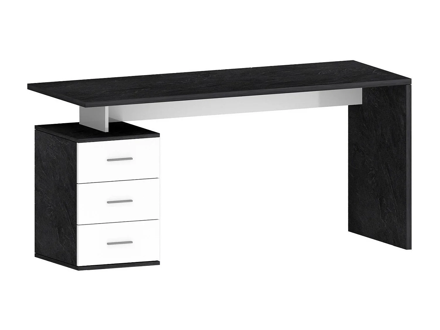 Dchiellin Bureau, Lineair Bureau, Multifunctioneel Bureau, Multi-Position Space-Saver Bureau, 160x60h75cm, Wit en Leisteen