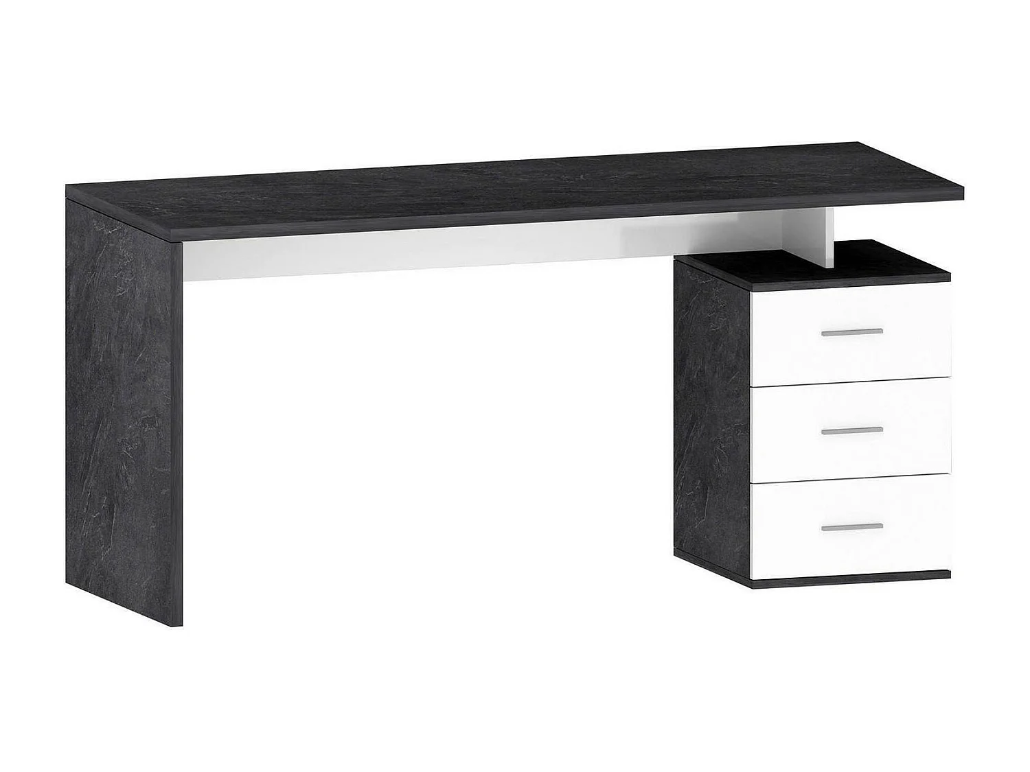 Dchiellin Bureau, Lineair Bureau, Multifunctioneel Bureau, Multi-Position Space-Saver Bureau, 160x60h75cm, Wit en Leisteen