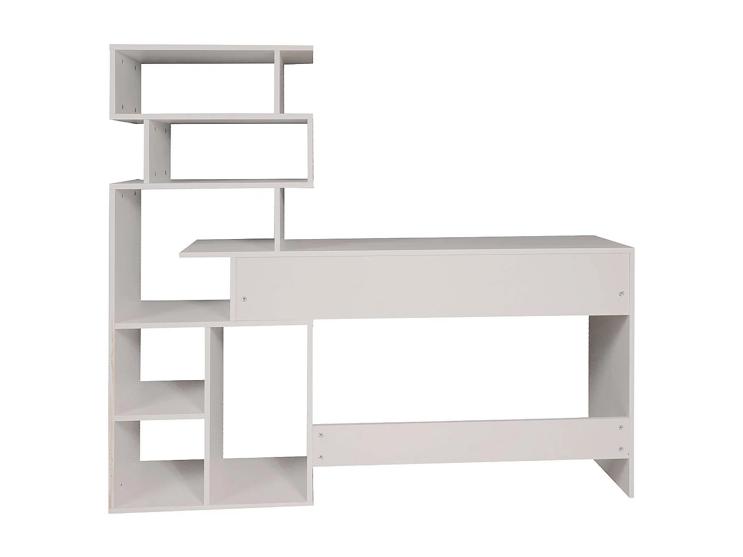 Secretária Arrecife, Secretária com estante, Secretária de escritório, Secretária linear multiusos com poupança de espaço, 159x40h135 cm, Branca