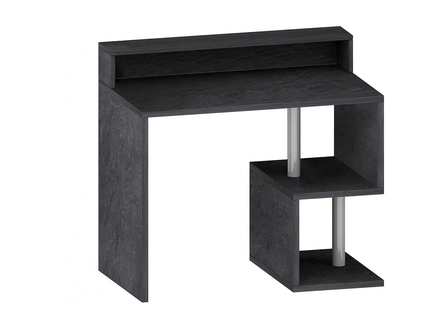 Mesa Dchichizol, Escrivaninha linear com prateleiras de armazenamento, Mesa de escritório multiusos com salto, 100x50h93 cm, Ardósia