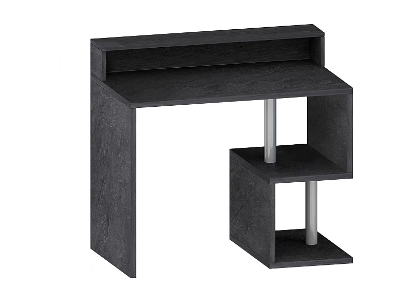 Mesa Dchichizol, Escrivaninha linear com prateleiras de armazenamento, Mesa de escritório multiusos com salto, 100x50h93 cm, Ardósia