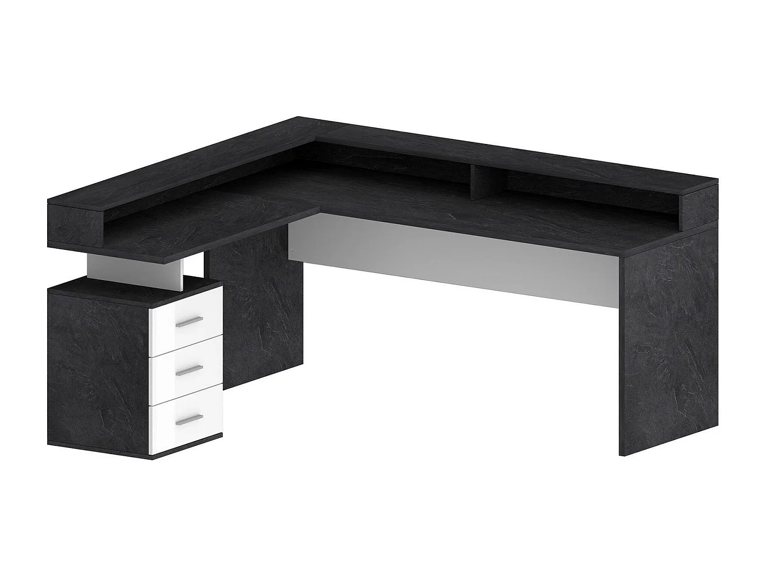 Mesa Dcerretell, Mesa de canto com solha, Mesa de escritório multiuso, 180x90h160 cm, Branco e Ardósia