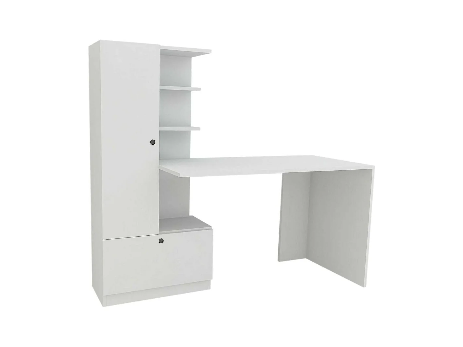 Dfrabott Bureau, Multifunctioneel Bureau, PC Houder Bureau Tafel, Werkblad, 150x62h140 cm, Wit