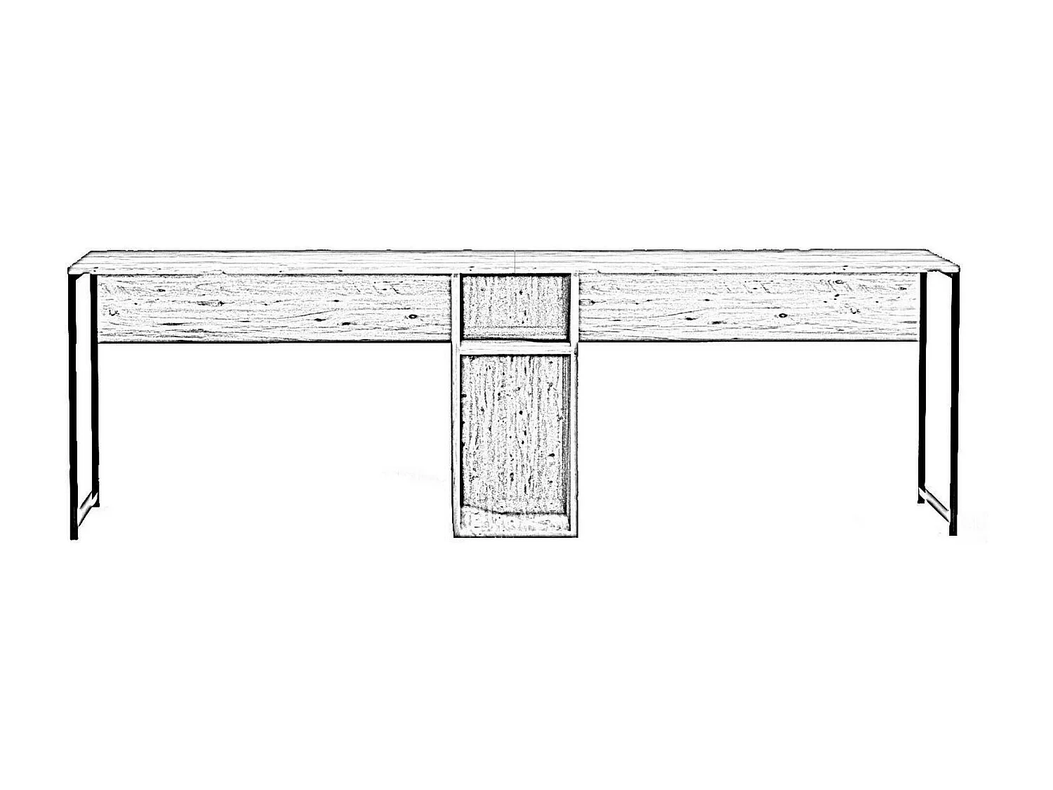 Bureau Annis, Pupitre polyvalent, Table de bureau pour PC, Plan de travail, 240x60h74 cm, Chêne