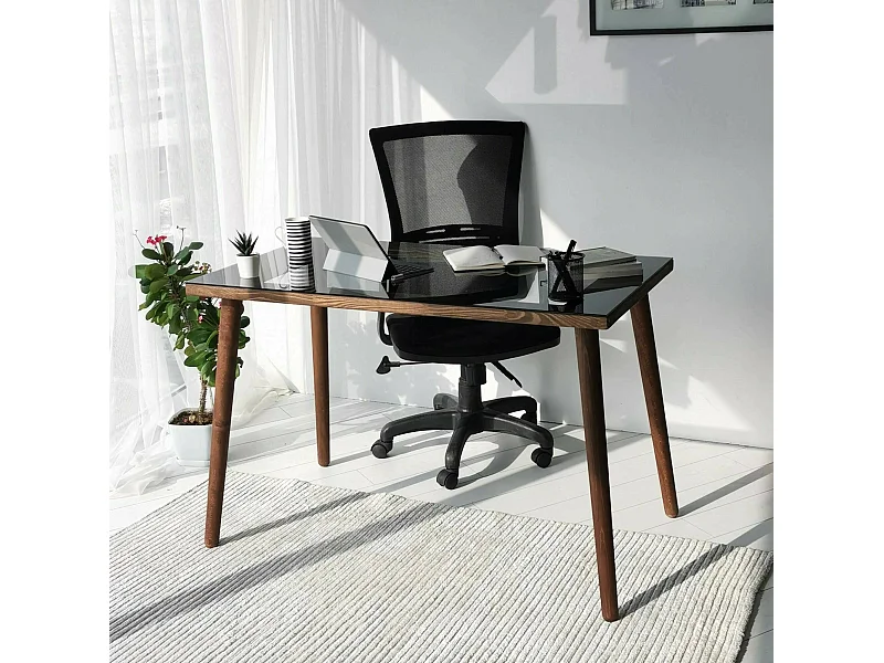 Bureau Euphro, Pupitre polyvalent, Table de bureau pour PC, Plan de travail, 110x60h73 cm, Noyer