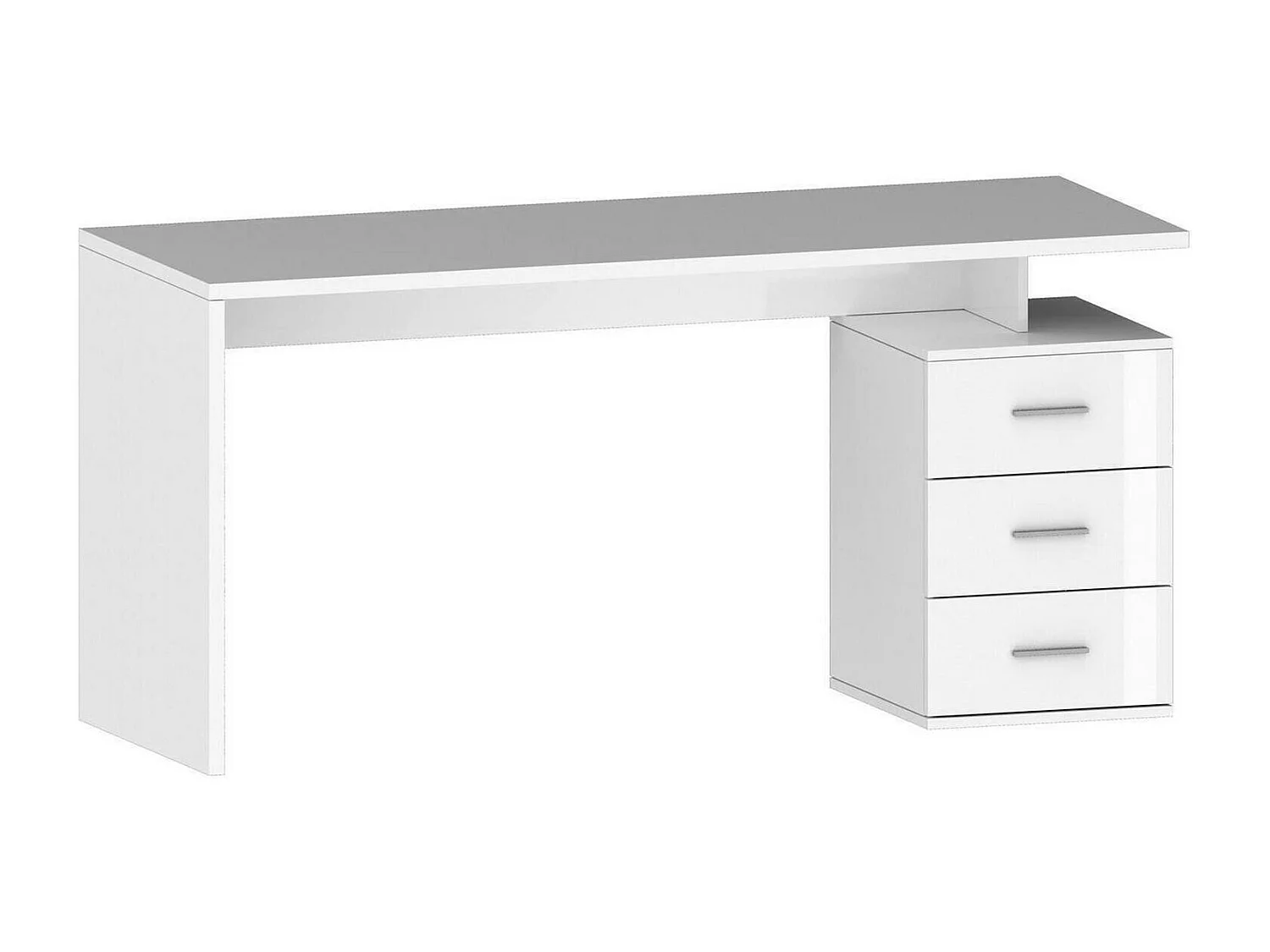 Bureau Siro, Bureau linéaire, Bureau polyvalent, Bureau multiposition gain de place, 160x60h75 cm, Blanc