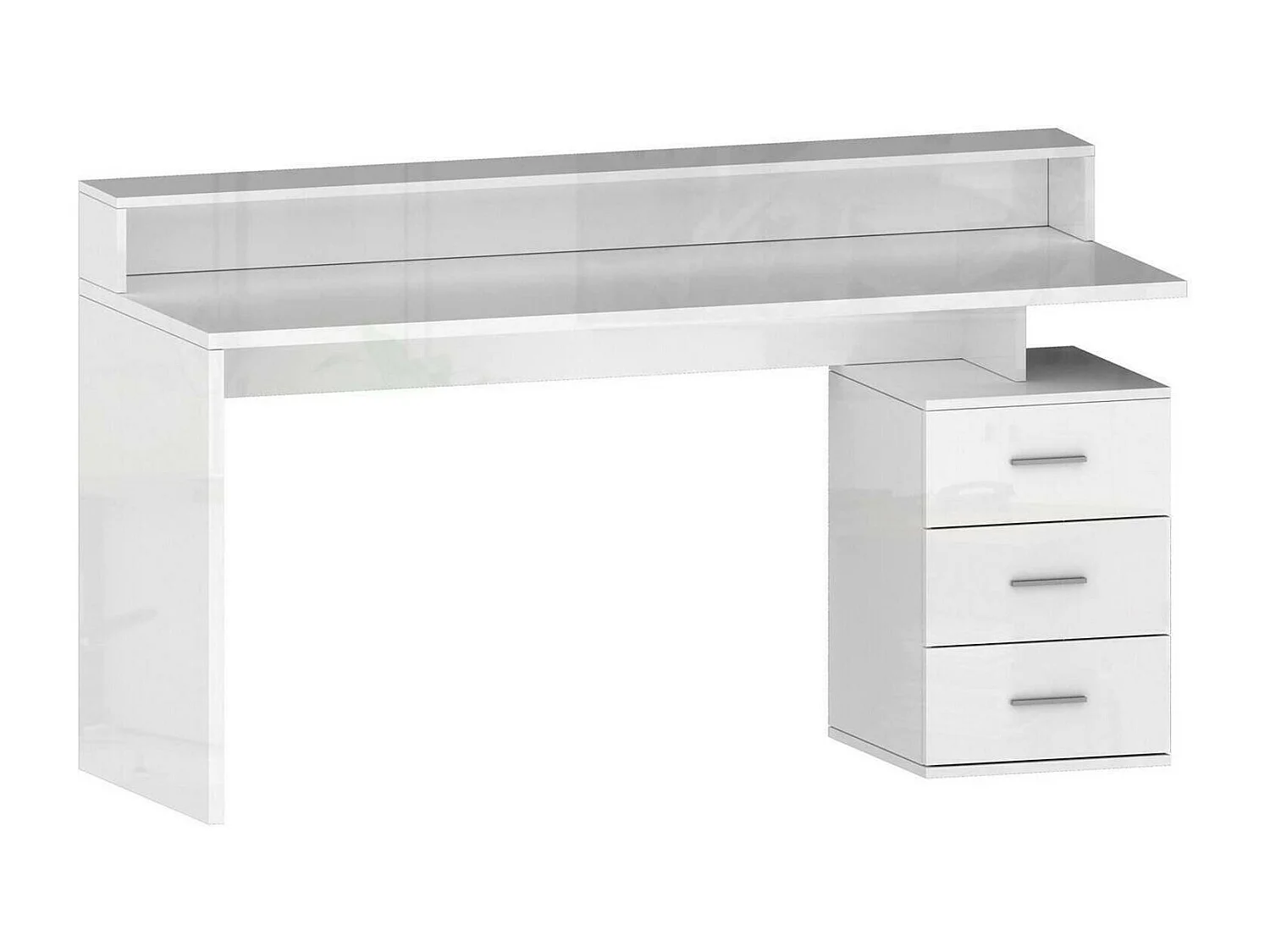 Bureau Alexandre, Bureau avec plateau et lampes LED, Bureau polyvalent, Bureau gain de place multi-positions, 160x60h90 cm, Blanc