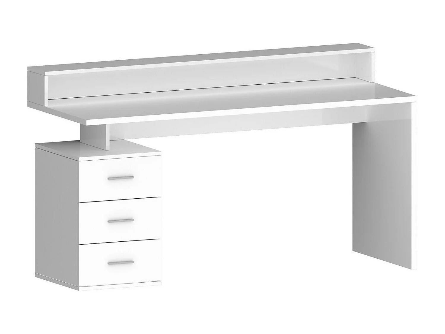 Bureau Alexandre, Bureau avec plateau et lampes LED, Bureau polyvalent, Bureau gain de place multi-positions, 160x60h90 cm, Blanc