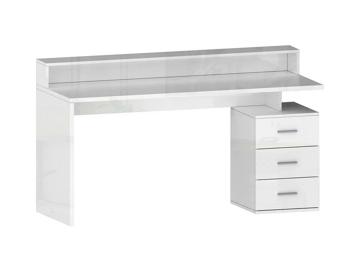 Bureau Alexandre, Bureau avec plateau et lampes LED, Bureau polyvalent, Bureau gain de place multi-positions, 160x60h90 cm, Blanc